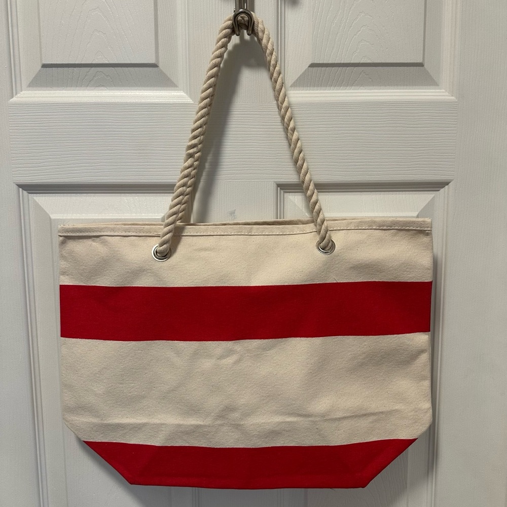 Red Striped Swim or Beach Bag NWOT